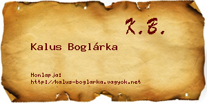 Kalus Boglárka névjegykártya