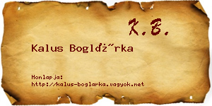 Kalus Boglárka névjegykártya